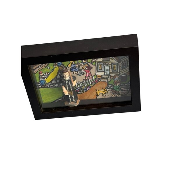 Handcrafted Shadow Box Art "School Maam" By L.D. Wandi Signed 2021 Folk Style 7 - Picture 7 of 8